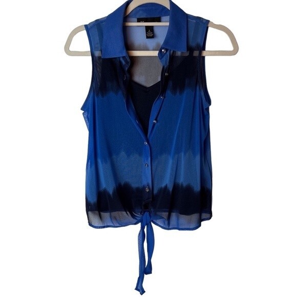 Inc International Concepts Tie Dye Front Tie Semi Sheer Blouse Size S - Picture 1 of 10